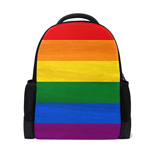 TropicalLife Rainbow Gay Pride Backpacks School Bookbag Shoulder Zipper Backpack Hiking Travel Daypack Casual Bags