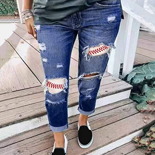 Awolf Women Plus Size Ripped Stretch Jeans - Women s Stretch Skinny Ripped Distressed Jeans Classic Destroyed Hole Jeans  Distressed Jean Pants  Destroyed Skinny Denim  Blue  S