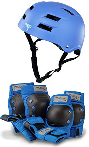 Flybar Multi Sport Helmet and Safety Gear Bundle  Blue  Medium