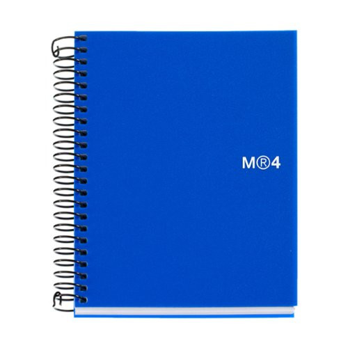 Miquelrius Small 4 Subject Spiral Notebook  Blue  Graph Quad Pages  4.5 inch x 6 inch