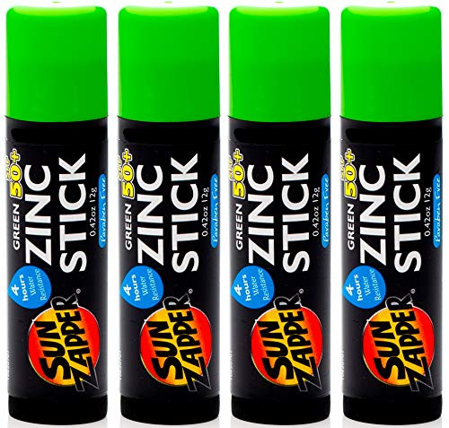 Sun Zapper Zinc Stick SPF 50 plus Sunscreen  4 Pack  0.42 oz stick - Green