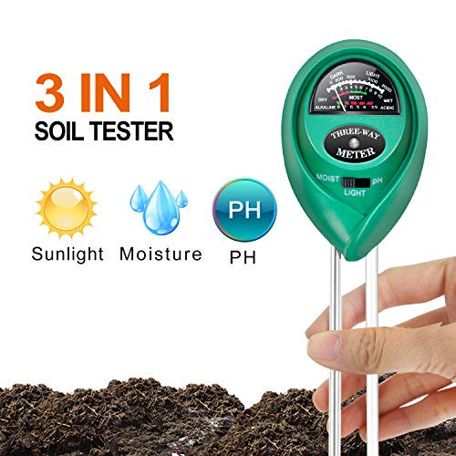 iPower Soil pH Meter, 3-in-1 Soil Test Kit for Moisture, Light & pH for Home and Garden, Lawn, Farm, Plants, Herbs & Gardening Tools, Indoor/Outdoor Plant Care Soil Tester