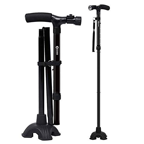 Walking Cane  Self Standing Folding Walking Cane Lightweight Walking Stick with LED Light and Cushion Handle Adjustable Folding Cane for Men and Women