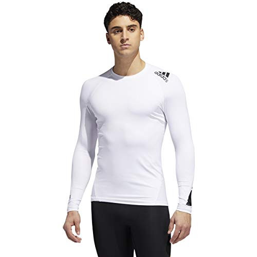 adidas Mens Moto Alphaskin Long-Sleeve Tight  White  Medium
