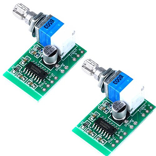 Super Mini PAM8403 DC 5V 2 Channel USB Digital Audio Amplifier Board Module 2 3W Volume Control with Potentionmeter Switch Pack of 2