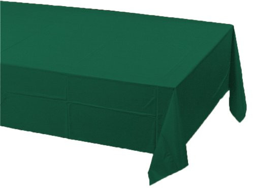Creative Converting Touch of Color Plastic Table Cover 54 by 108-Inch Hunter Green