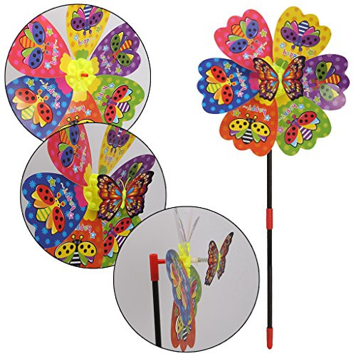 ForHe Wind Spinner3D Butterfly Insect Windmill Wind Spinner Home Garden Yard Decoration Kids Toy