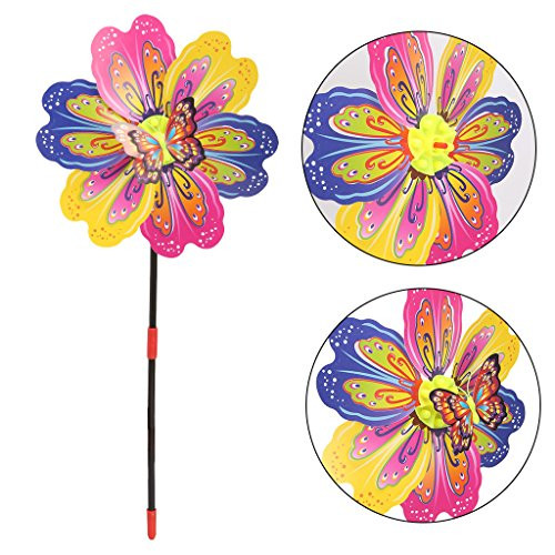 ForHe Wind Spinner 3D Butterfly Flower Windmill Wind Spinner Home Garden Yard Decoration Kids Toy