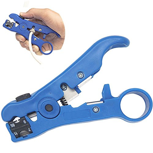AVESON Universal Cable Stripper Cutter for Flat or Round TV/UTP Cat5 Cat6 Wire Coax Coaxial Stripping Tool