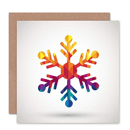 Wee Blue Coo Christmas Snowflake Multi Colour Blank Greetings Card Art