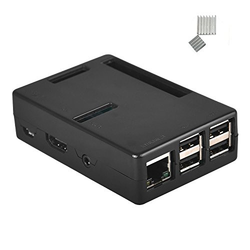 KuGi PC Protective Case with 2x Heatsinks for Raspberry Pi 3 Model B case,Raspberry Pi 3 Model B+,Raspberry Pi 3 Model B, Pi 2 Model B, Pi Model B+ (Black)