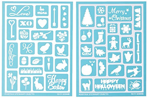 Martha Stewart Crafts Adhesive Stencils (5.75 by 7.75-Inch), 32304 46 Holiday Icons II Designs (92509)