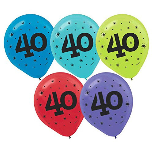 Amscan The Party Continuous 40th Birthday Party Printed Balloon Decoration, Pack of 20, Multi, 12" Latex