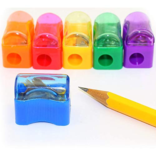 Bulk Pencil Sharpener for Kids with Removable Neon Colored Lids Assorted Color Miniature Plastic Pencil Sharpeners with Covers for School and Classroom Supplies  6 PCS