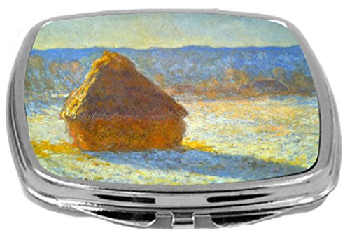 Rikki Knight Compact Mirror Claude Monet Art Haystacks in Snow 3 Ounce