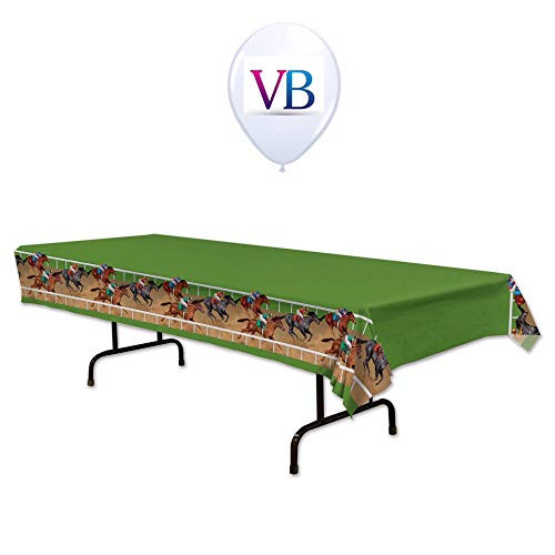 ValueBalloon Horse Racing Kentucky Derby Plastic Table Cover 54 X 108 Birthday Party Decorations Supplies