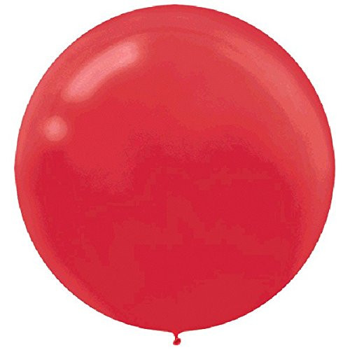Amscan Party Perfect  Round Latex Balloons Decoration, Apple Red, 24", Pack of 4