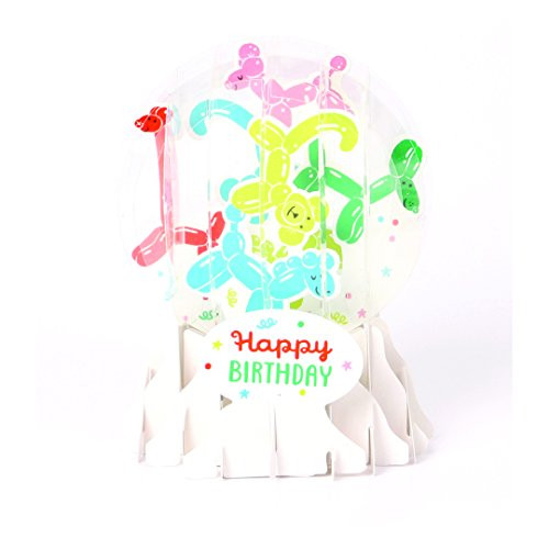 3D Pop Up Snow Globe Greeting Card - ANIMAL BALLOONS -  UP-WP-EG-055