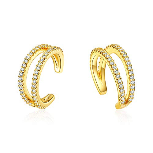 Cuff Earrings for Women 18K Gold Plated Double Diamond Ear Cuff No Piercing Conch Hoop Huggie Earrings Jewelry Gift Clip On Cartilage Cuff Earrings for Women 18K Gold Plated Double Diamond Ear Cuff No Piercing Conch Hoop Huggie Earrings Jewelry Gift Clip On Cartilage