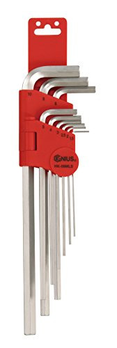 Genius Tools 9 Piece Metric Long Hex Key Wrench Set (S2 Material) HK-09MLS