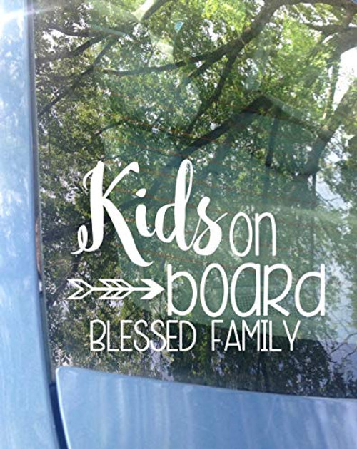 ORIGINAL Kids on Board Car Decal Blessed Family Bumper Sticker 6 inchx4.5 inch Color Options