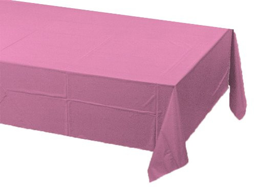 Creative Converting Touch of Color Plastic Lined Table Cover 54 by 108-Inch Candy Pink