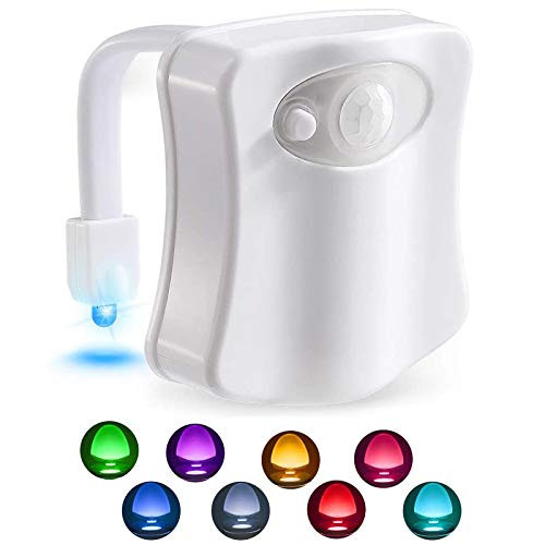 Toilet Night Light Bathroom Motion Activated LED Light 8 Colors Changing Toilet Bowl Nightlight for Bathroom Washroom Perfect Decorating Nightlight for Bathroom