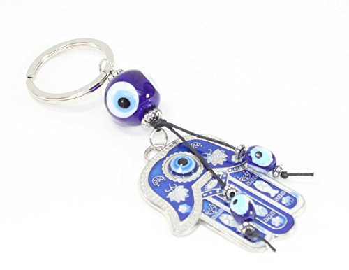 Blue Evil Eye  Nazar  Hamsa Hand Keychain Ring Blessing Protection Religious Charm Birthday Blessing Congratulatory Gift US Seller