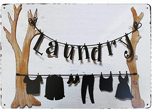 PXIYOU Novelty Dry Clothes Laundry Vintage Retro Metal Sign Home Bathroom Laundry Room Decor Wash Room Signs Farmhouse Country Home Decor 8X12Inch