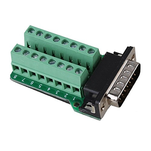 Sysly DB15 D-SUB Male Jack 15 Pins Port to 2 Row Terminal Breakout Board Riveting Tooth