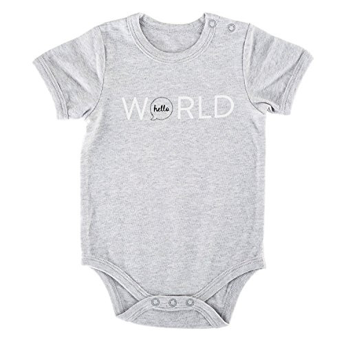 Stephan Baby Heather Gray Snapshirt-Style Diaper Cover Hello World 3-6 Months