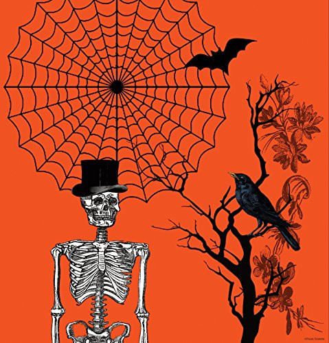 Creative Converting Plastic Banquet Table Cover in Solid Border Print Spooky Scenes Orange Black