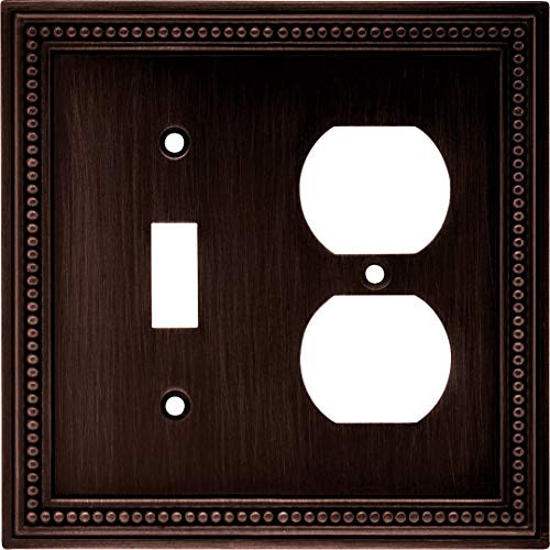 Brainerd 64406 Beaded Single Toggle Switch Duplex Outlet Wall Plate   Switch Plate   Cover Venetian Bronze