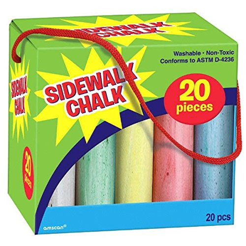Amscan Fun Filled Summer Sidewalk Chalk Set Party Activity, Multicolored, Chalk, 4" x 4" x 3", Pack of 20
