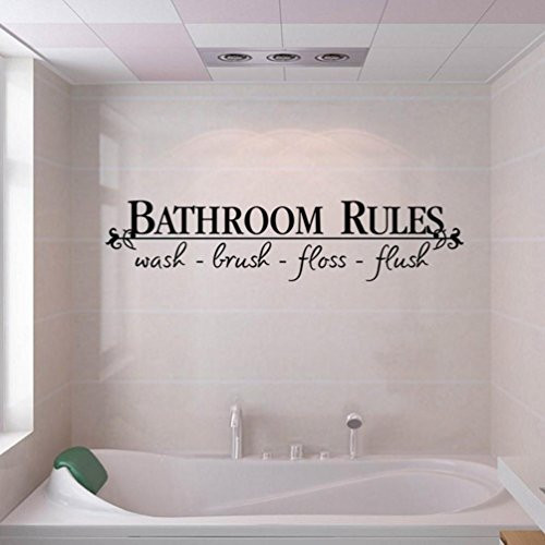 Staron Letters Wall Stickers Vinyl Wall Decals Sayings Bathroom Rules Words Art Wall Decals Removable Mural Decorations for Bathroom  A