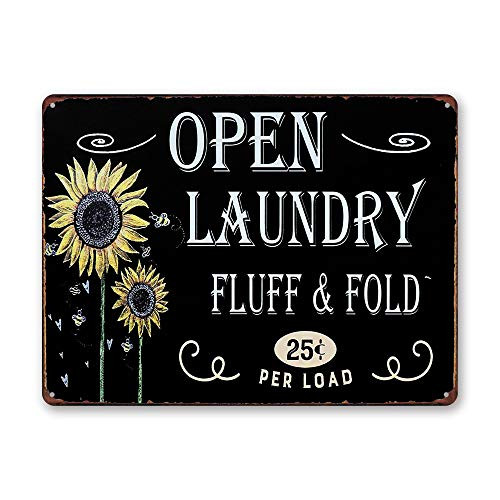 Goutoports Laundry Room Vintage Metal Sign Sunflower Laundry Decorative Signs Wash Room Home Decor Bathroom Signs 7.9x11.8 Inch