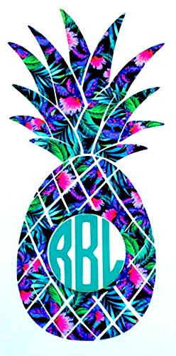Pineapple Monogram Vinyl Decal Sticker Die Cut - FREE SHIPPING - Custom Car Window Laptop Tumbler Water Bottle Bumper - You Choose Size and Color