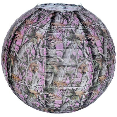 Pink Camo Party Lantern (Next Vista Camo, 12", Paper, Hanging Lantern Decoration) Pink Camo Party Collection by Havercamp