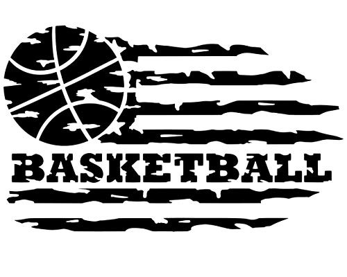 Custom Distressed Flag Basketball Vinyl Decal - Grunge Hoops Bumper Sticker for Tumblers Laptops Car Windows - Personalized Coach Decal
