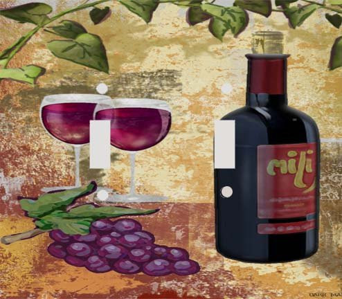 Red Wine and Grapes Double Switchplate Cover