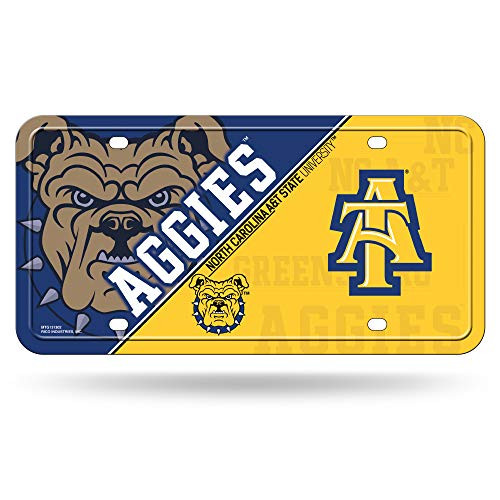 NCAA Rico Industries Metal License Plate Tag North Carolina A and T Aggies 6 x 11.5-inches