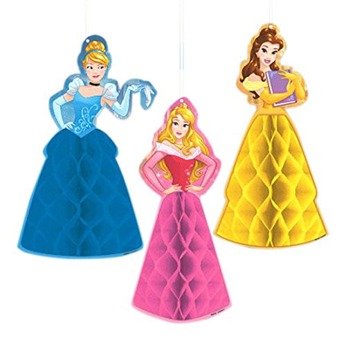 Amscan Disney Princess Dream Big Birthday Party Honeycomb Decoration (3 Piece), Multicolor, One Size