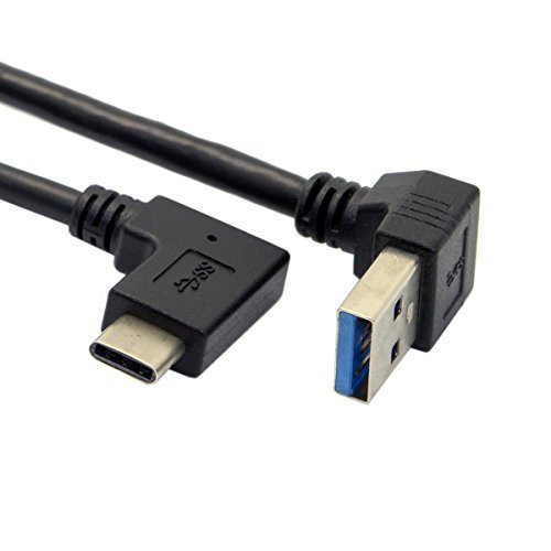 Cablecc Reversible USB 3.1 USB-C Angled to 90 Degree Down Angled A Male Data Cable for Macbook & Tablet & Mobile Phone