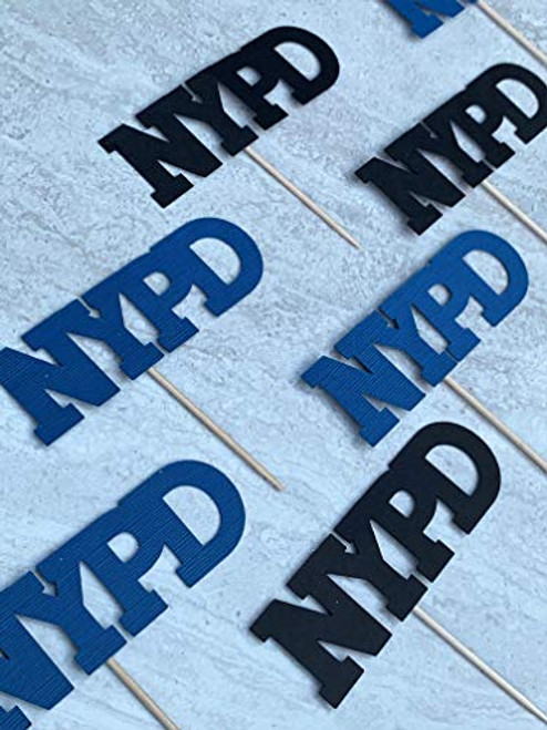 NYPD Cupcake Toppers Back the Blue Thin Blue Line Party Decorations