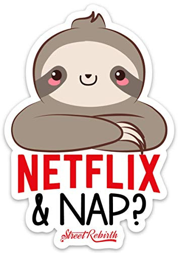 Sleepy Sloth Sticker - 4 Inch WaterProof Vinyl - For Hydro Flask Vinyl Stickers Laptop Decal Cute Sticker Small Gift Idea Water Bottle Car Skateboard Stickers Funny Pun Gift For Her