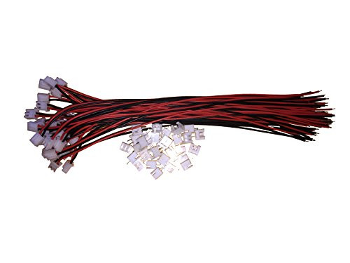 30 SETS JST EH/XH 2.54MM 2 Pin Female Single Connector with Flat Wires 200MM 1007 26AWG