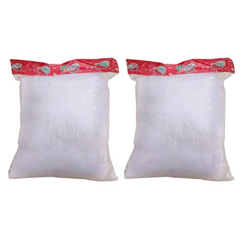 Amosfun Fake Snow Decoration Fluffy Fallen Snow Artificial Snow Scatter Flakes Cotton Snow Decor for Snow Scene Christmas Tree Village Mantle Winter Ornaments 2 Bags
