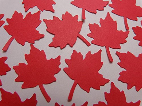 Small Red Maple Leaf Paper Confetti - Thanksgiving Table Decorations - Autumn Table Scatter  Set of 150 Pieces