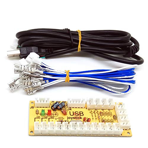 Tongmisi Zero Delay USB Encoder PC to Joystick Control Panel for MAME Arcade DIY with 5P Cable and Button Cables  Zero delay Encoder