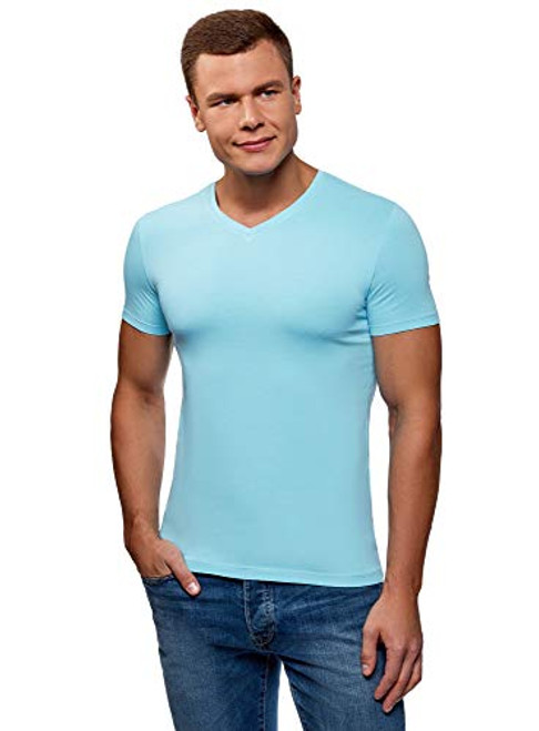 oodji Ultra Men s Basic V-Neck T-Shirt Turquoise US 46   EU 56   XL oodji Ultra Men s Basic V-Neck T-Shirt Turquoise US 46   EU 56   XL